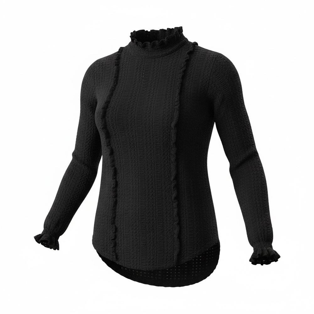 June & Hudson Elegant Black Textured Blouse